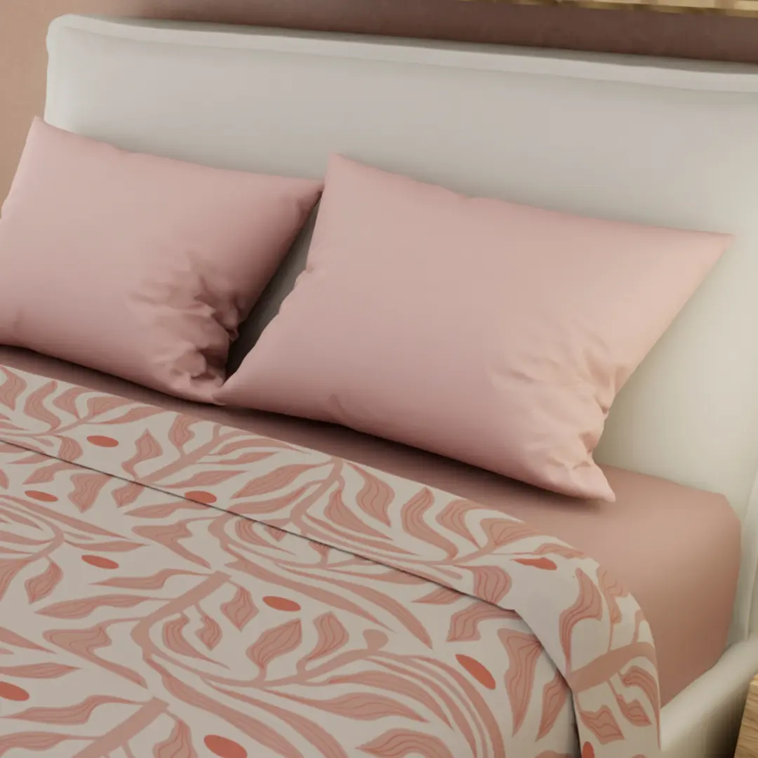 Juegos De Sabanas Tendenza Ajustable Rosado Sobresabana Hojas Confortable-2