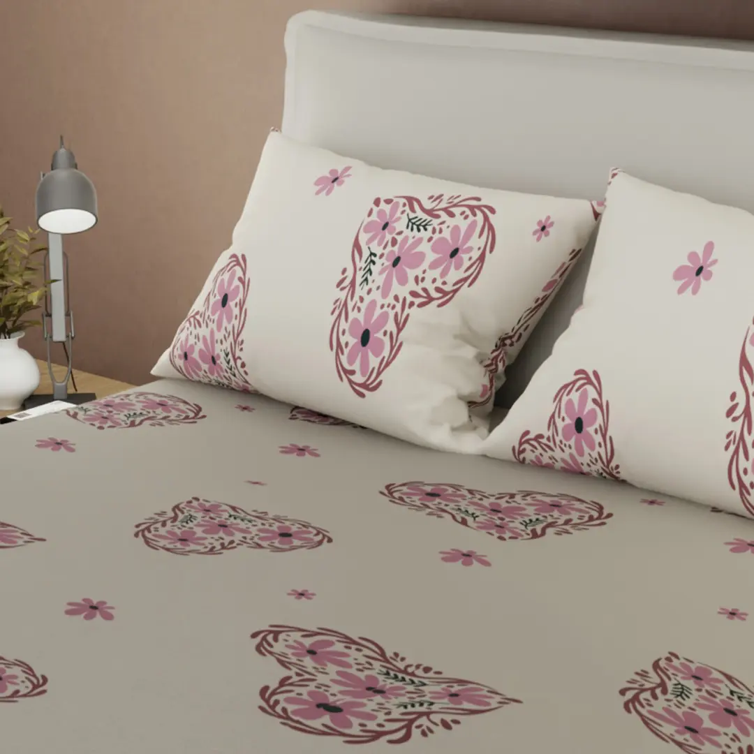 Juego de Sábanas Microfibra Suavizada Corazón de Borgoña-2