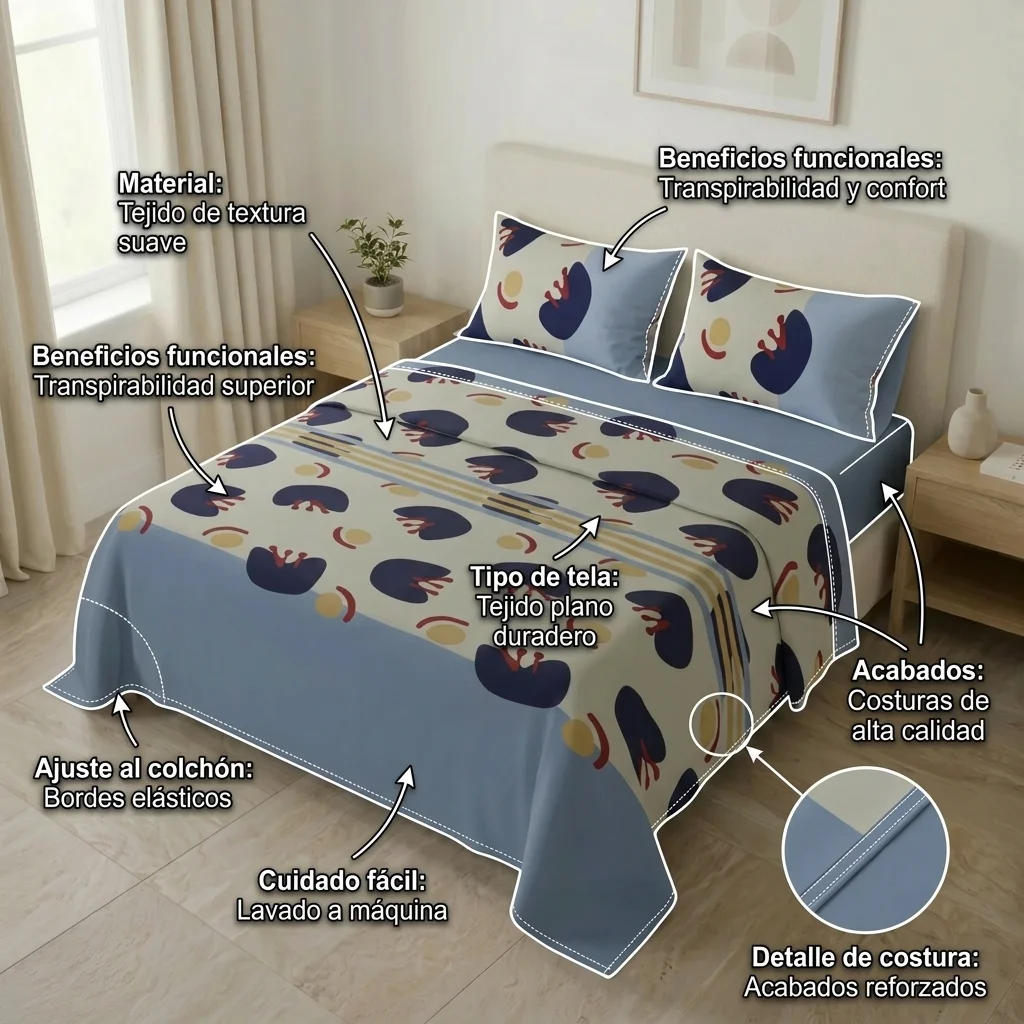 Juego de Sábanas Microfibra Suavizada Blue Motion-6