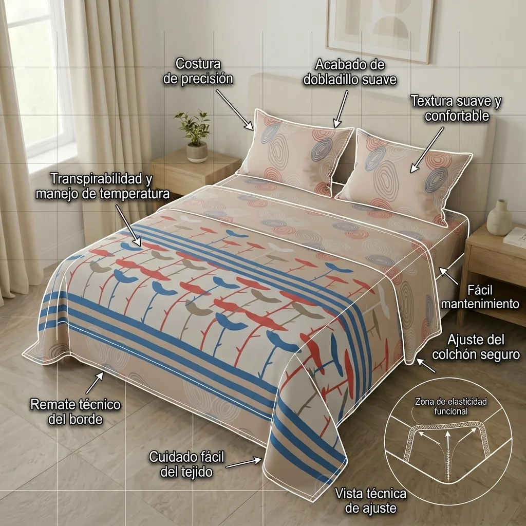Juego de Sábanas Microfibra Suavizada Espiral de Sueños Crema-6