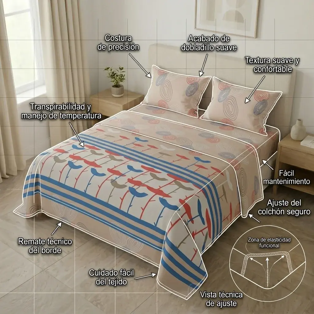 Juego de Sábanas Microfibra Suavizada Espiral de Sueños Crema-6