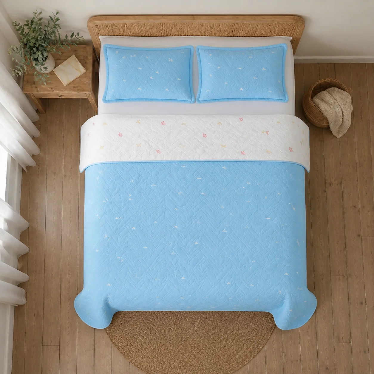 Cubrelecho Termosellado Doble Faz Cotton Sense  Jardín Celestial-2