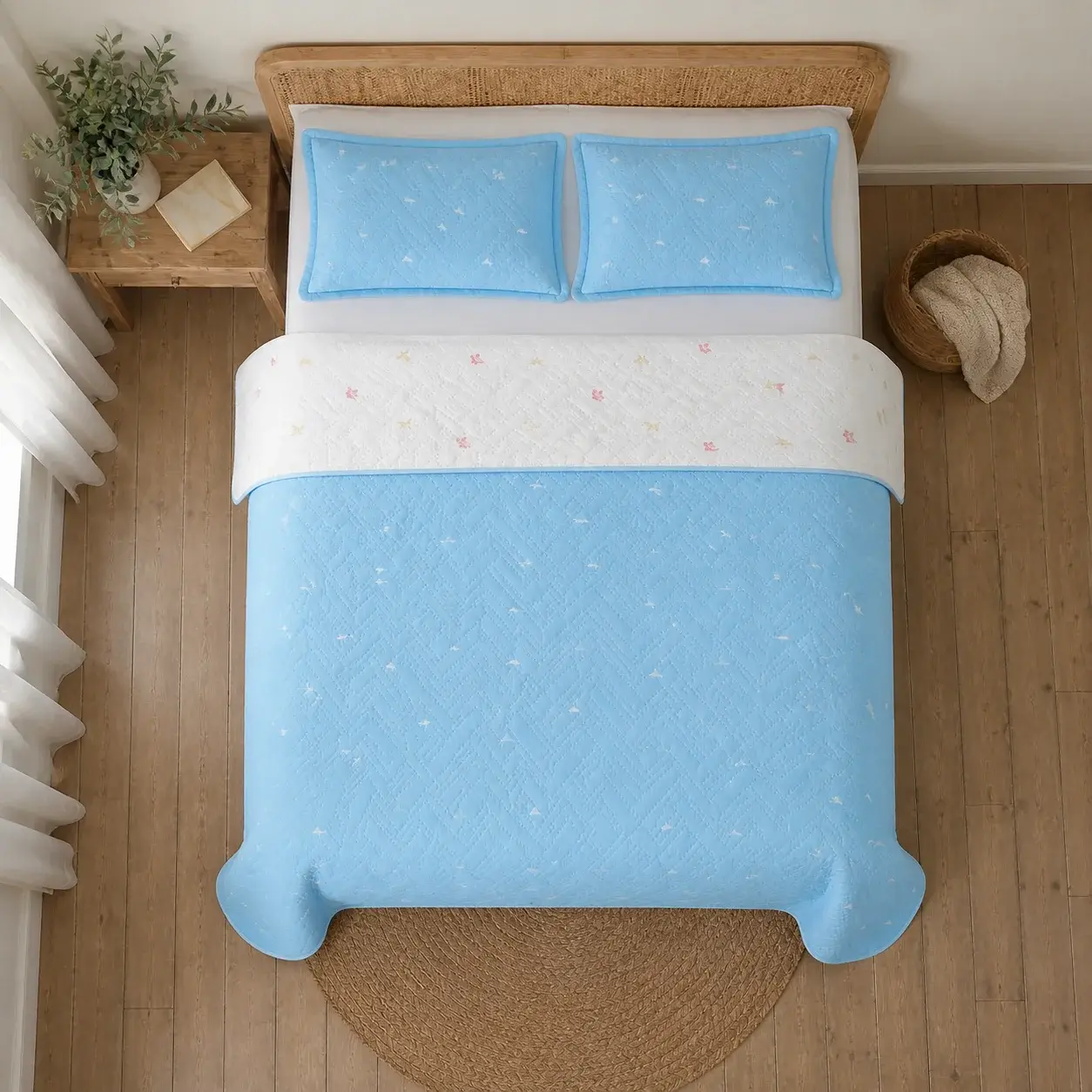 Cubrelecho Termosellado Doble Faz Cotton Sense  Jardín Celestial-2