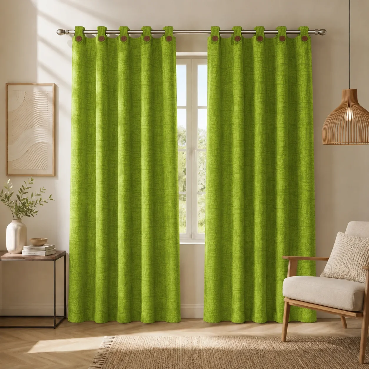 Cortina Yacar Boton Verde Elegante