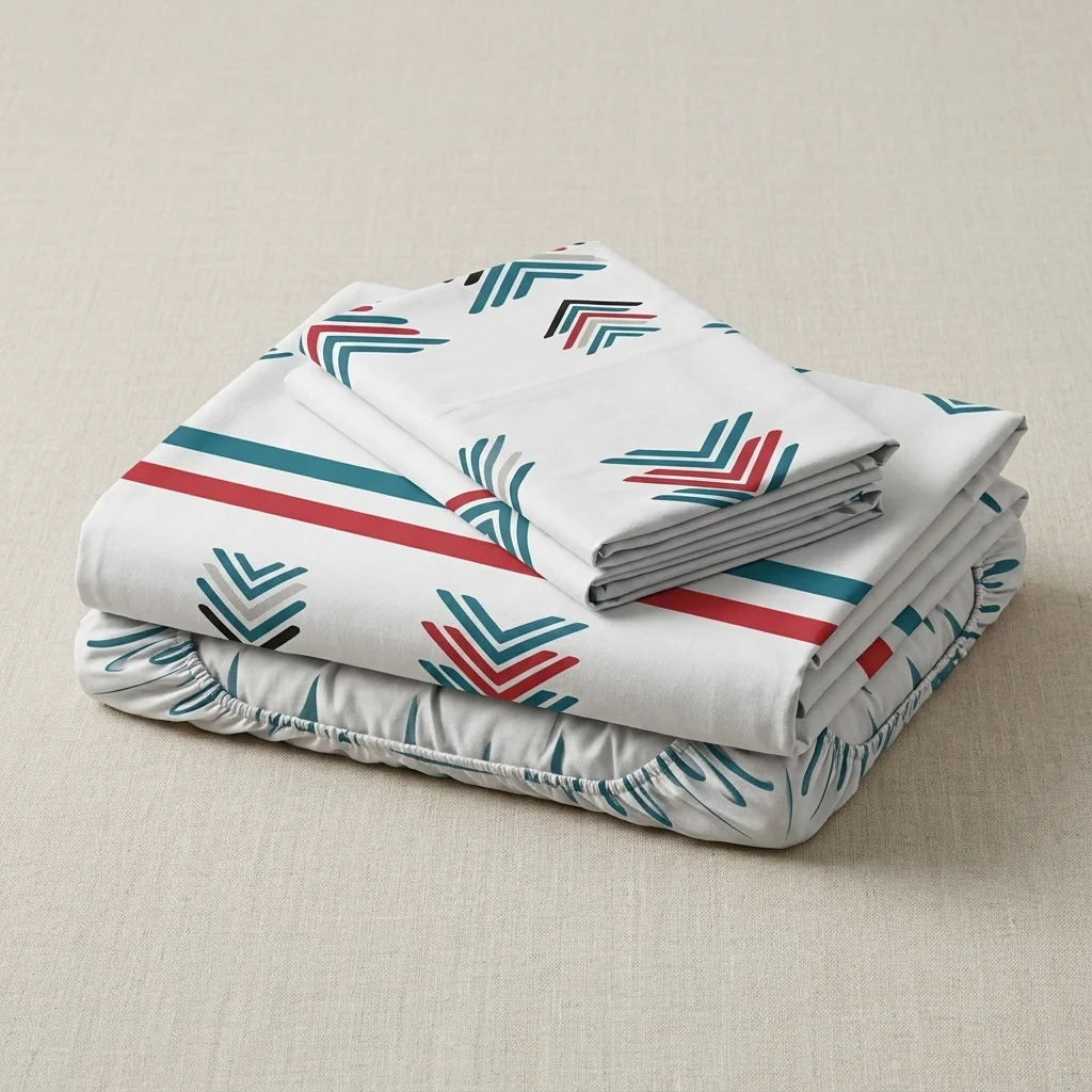 Juego De Sábanas Con Cortinas  Flechas En Fondo Blanco Ultra Suave-5