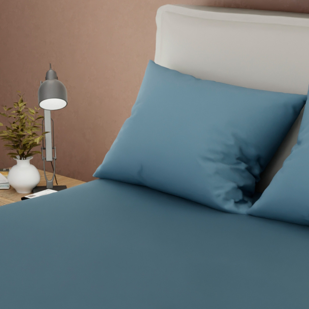 Juego De Sabanas Con Cortina Azul Denin Confortable-2
