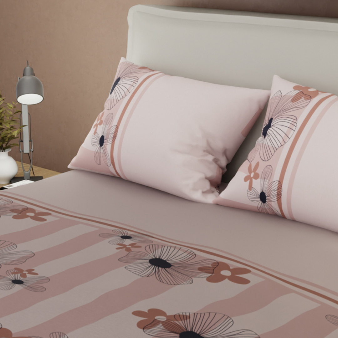 Juego de Sábanas Microfibra Suavizada Delicate Line Flower Rose-2