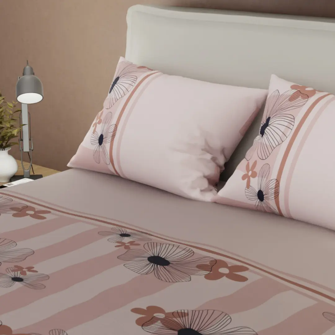 Juego de Sábanas Microfibra Suavizada Delicate Line Flower Rose-2