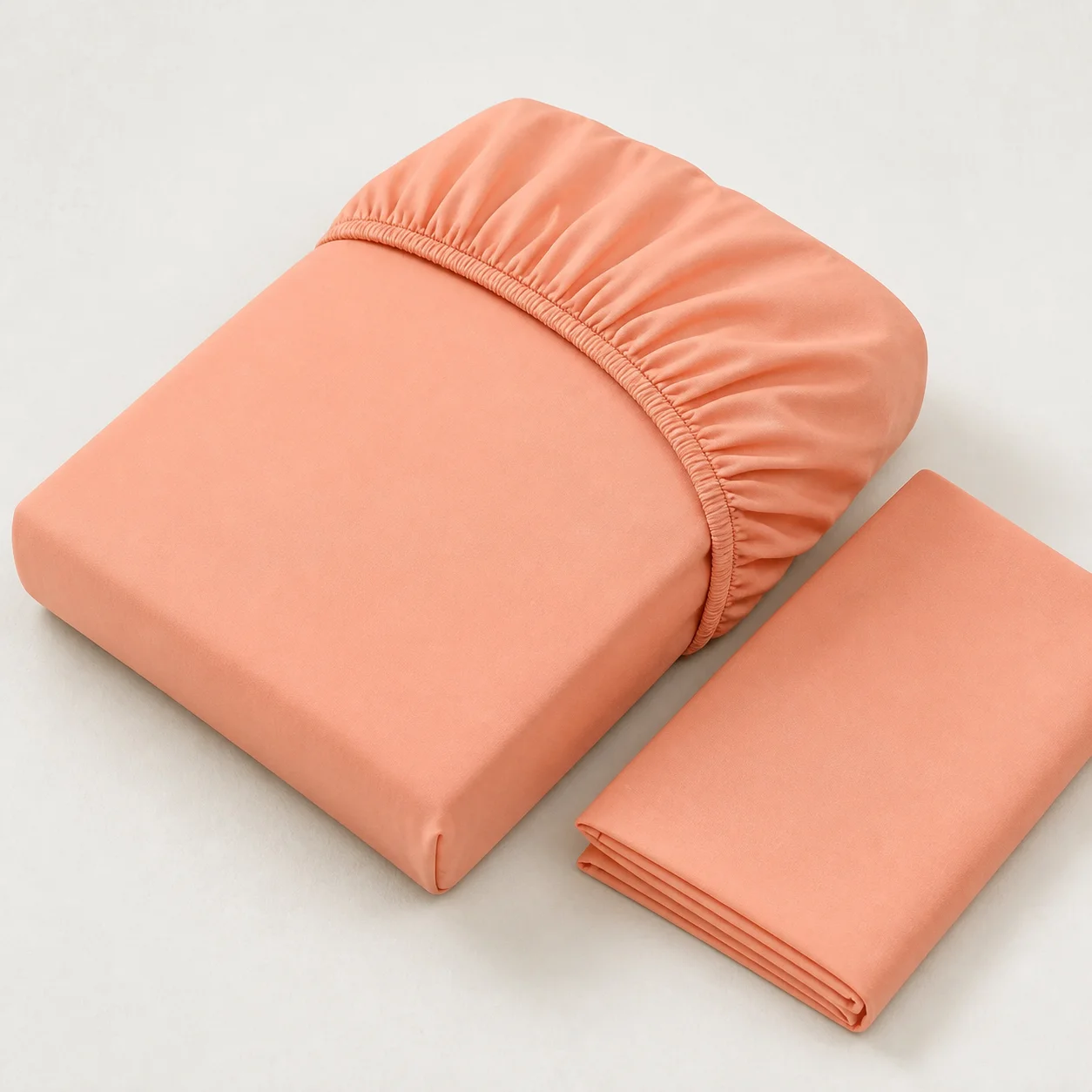 Sábana Ajustable Unicolor Microfibra Suavizada Mandarina-5