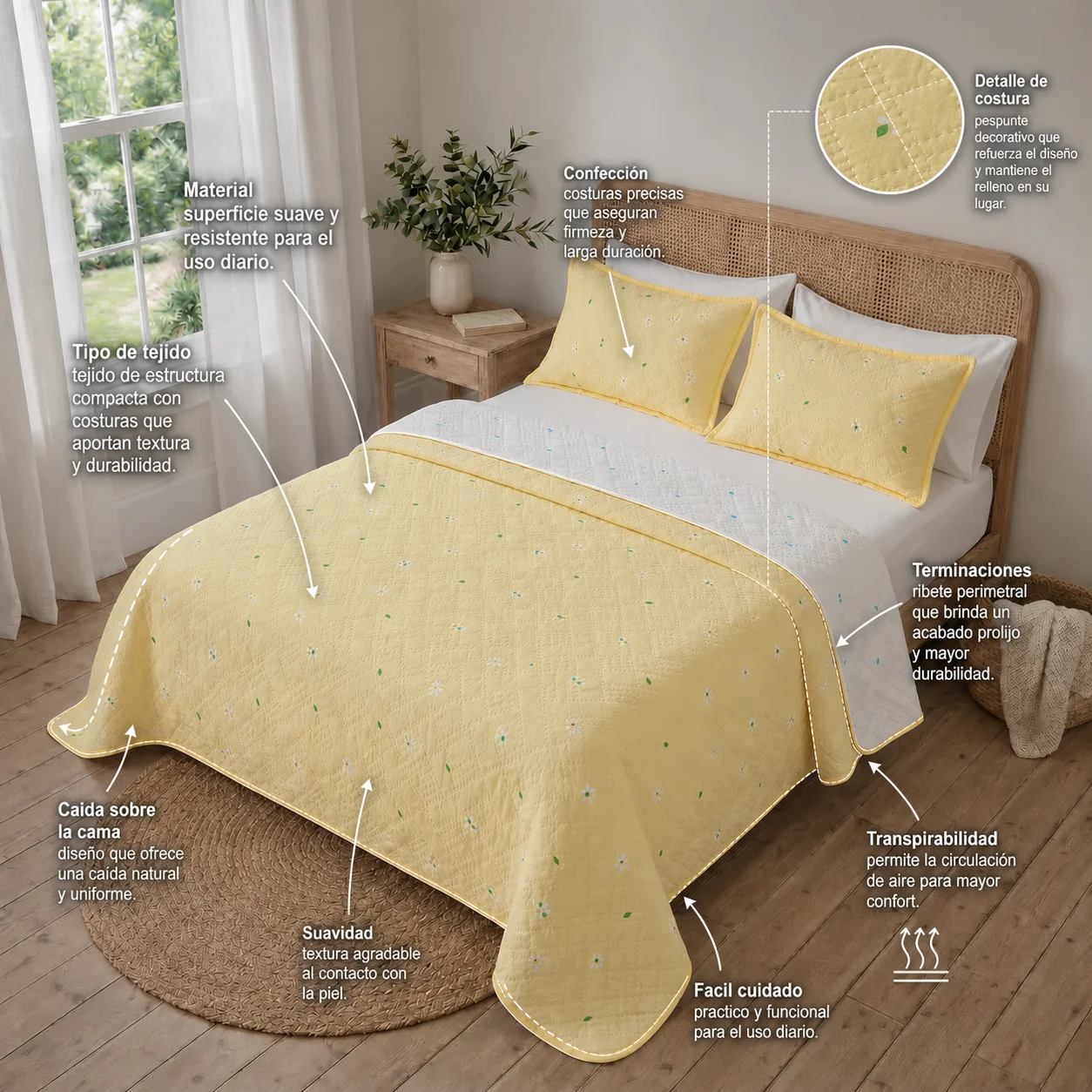 Cubrelecho Termosellado Doble Faz Cotton Sense Amor En El Aire-5