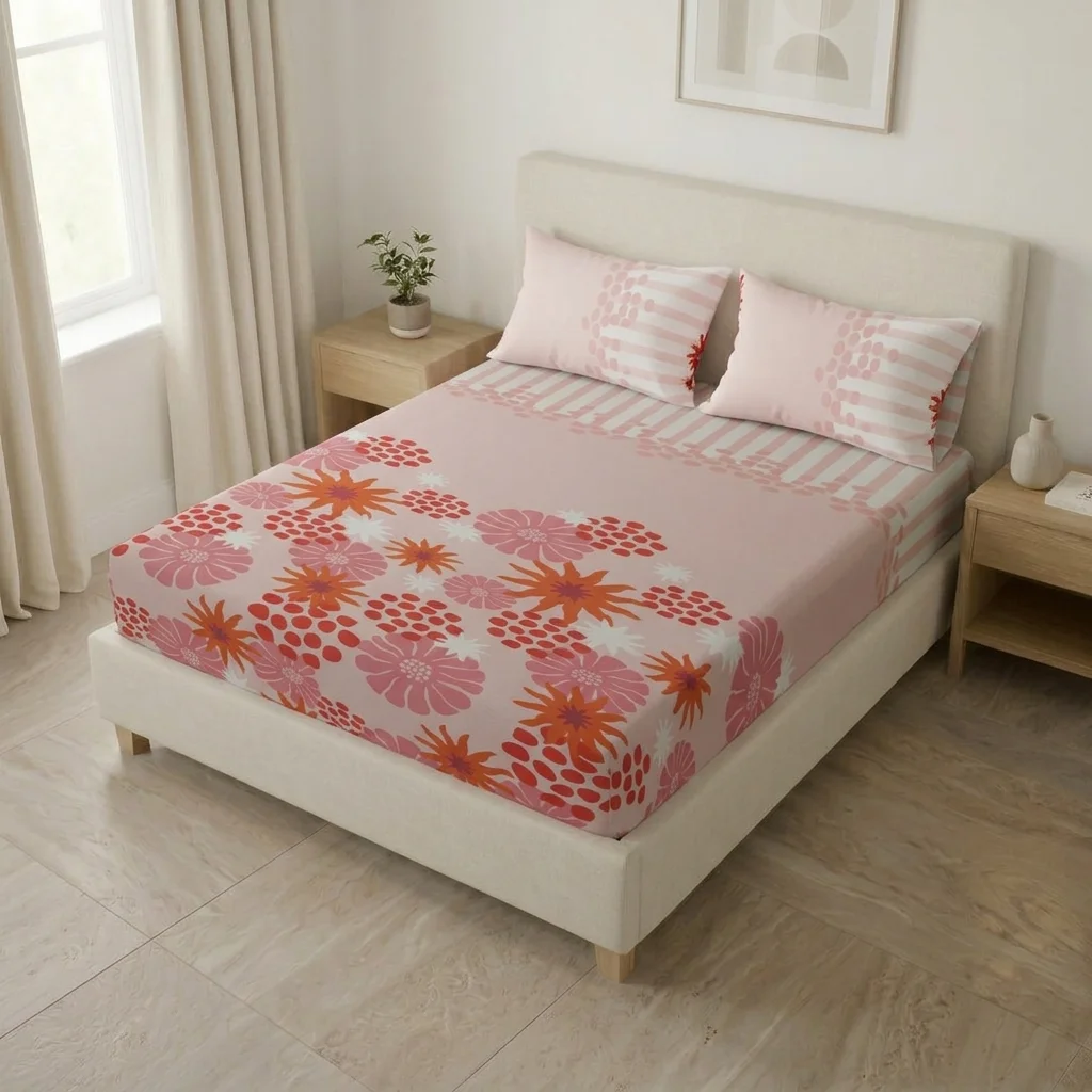 Sábana Ajustable Petalias Rosa