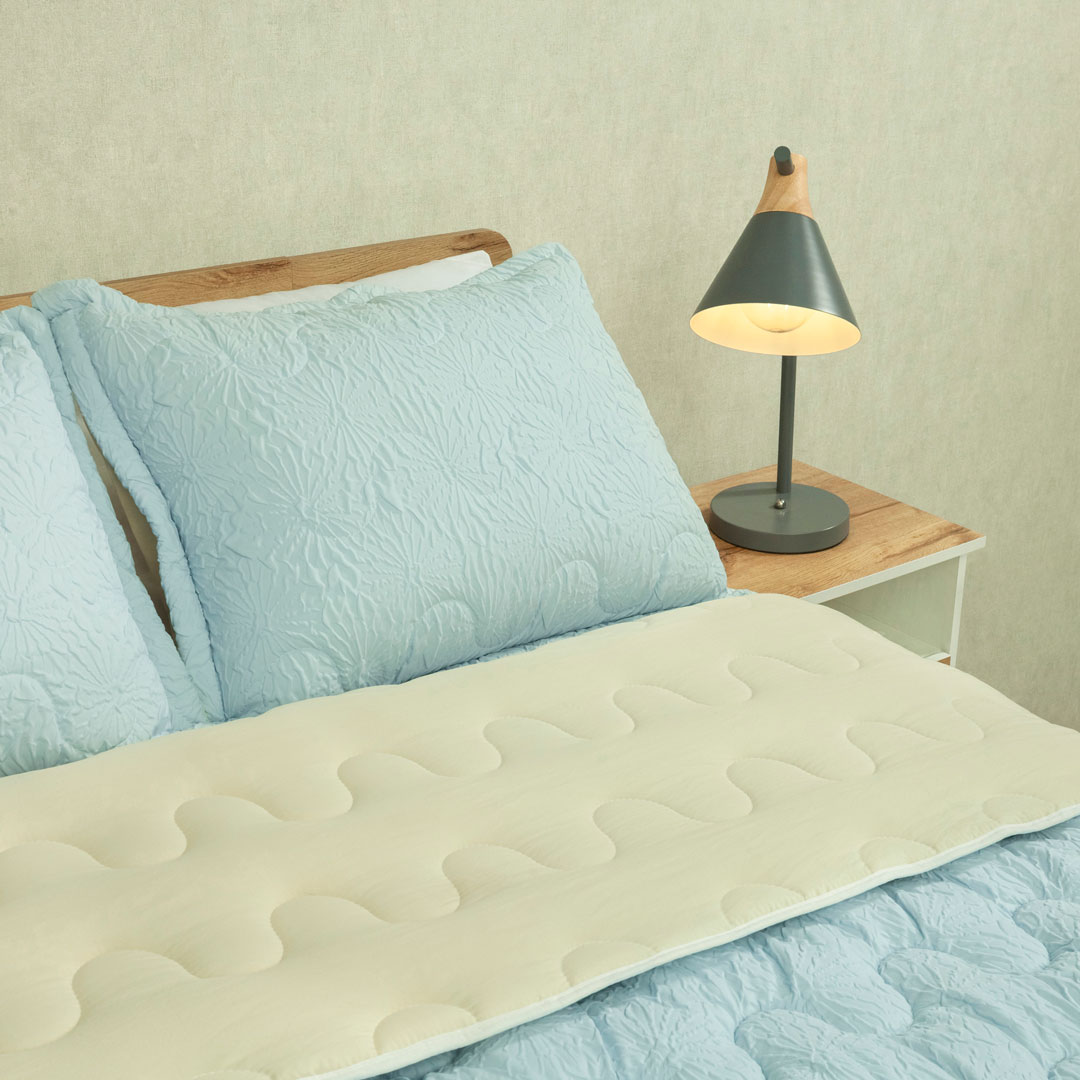 Cubrelecho Flora Azul - Beige-3