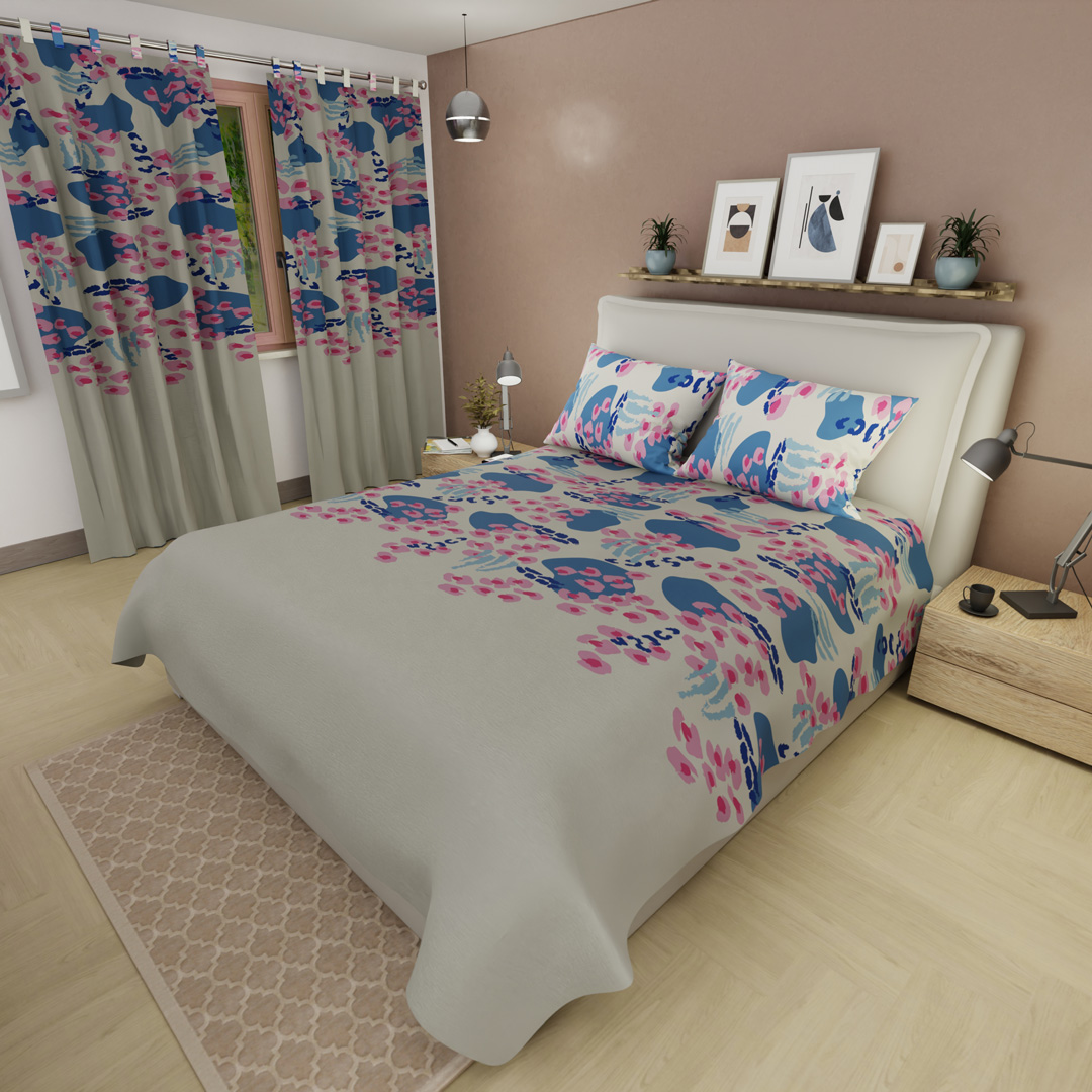 Juego De Sábanas Con Cortinas Natura Balance Rosa