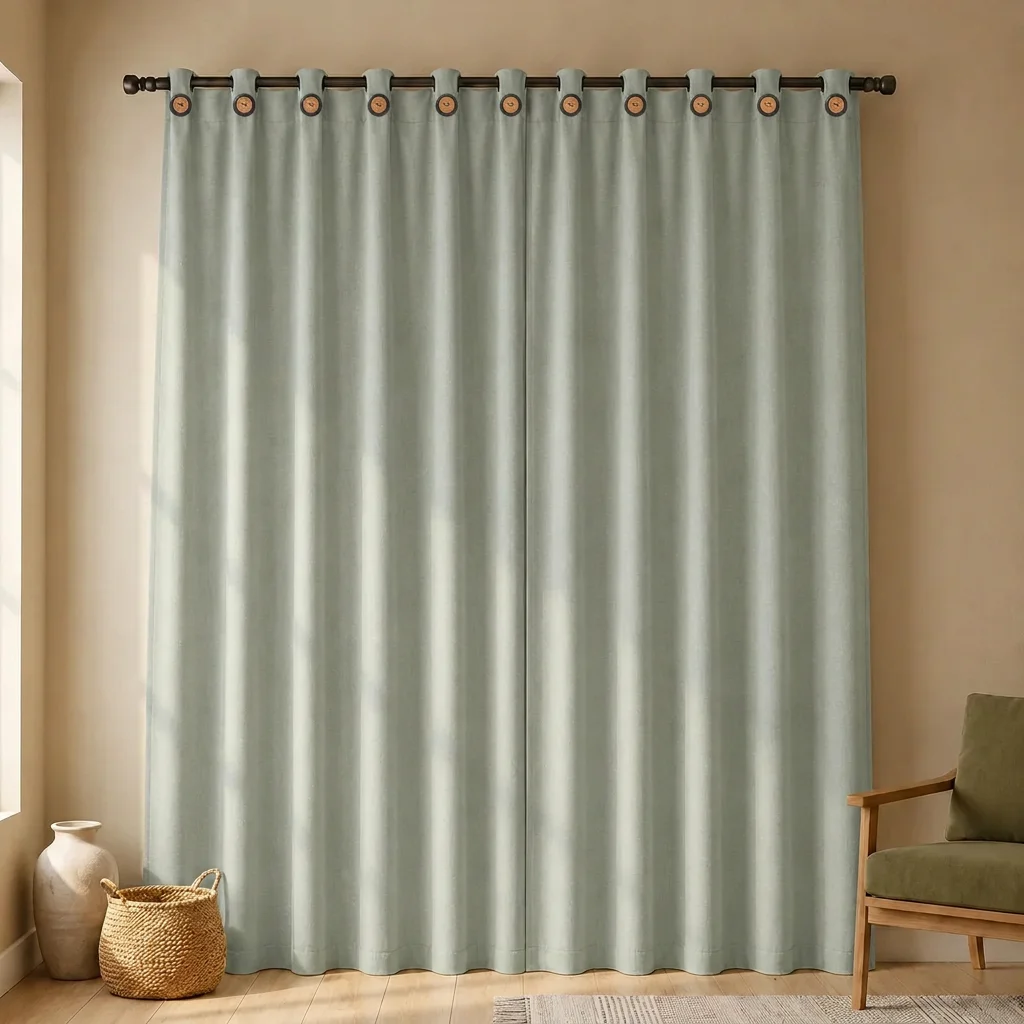 Cortina Ramia Boton Ancestral Gris Azul-6