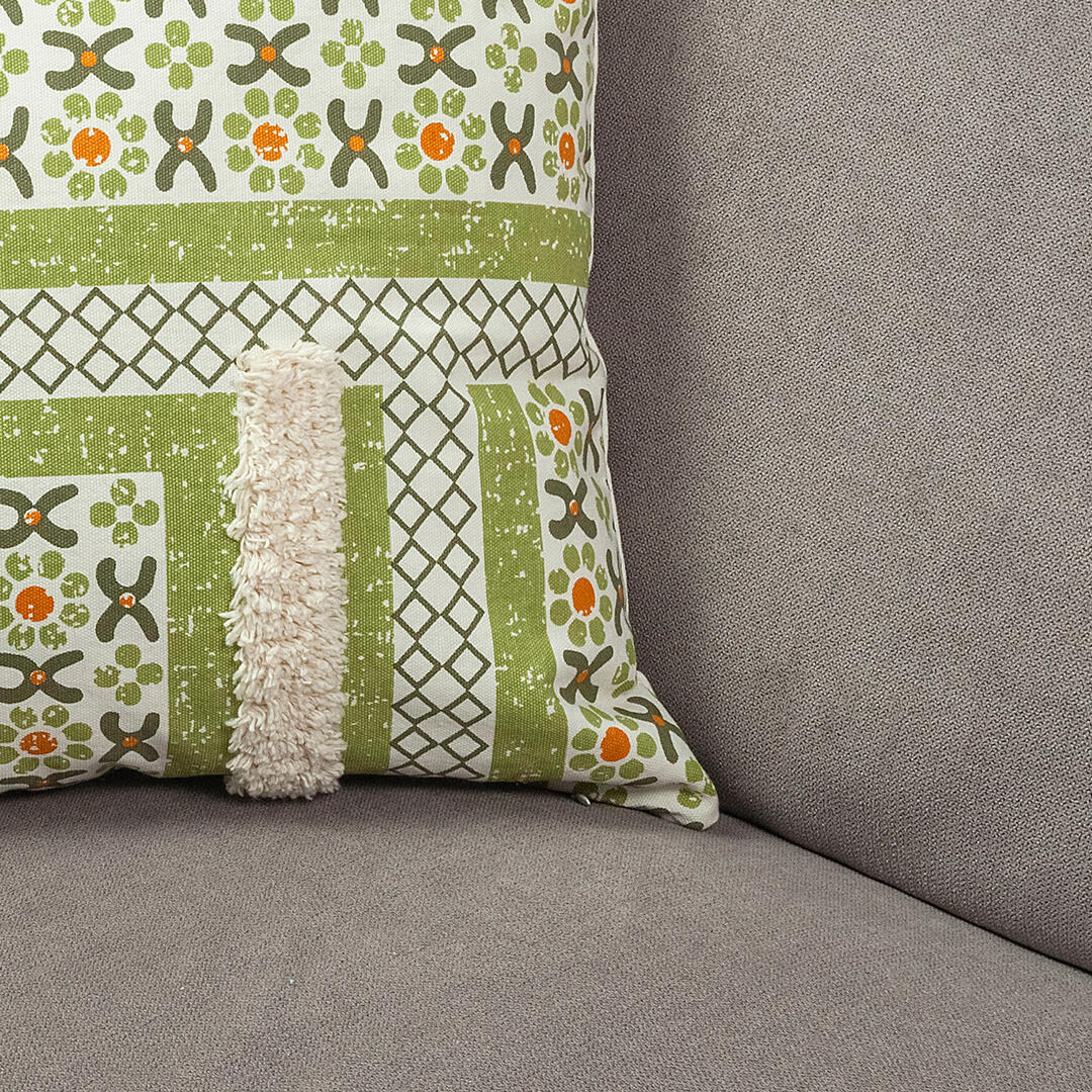 Forro Cojin Artisan Verde Estampado-2