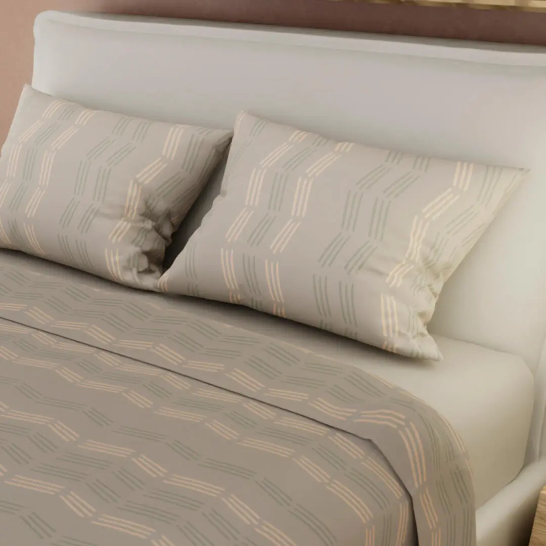 Juegos De Sabanas Tendenza Ajustable Beige Sobresabana Palo De Rosa Neutro Patron Confortable-2