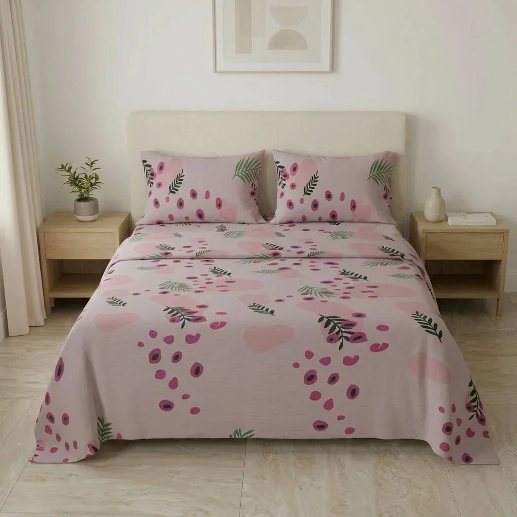 Juego de Sábanas Microfibra Suavizada Jardín Botánico Rosa-3