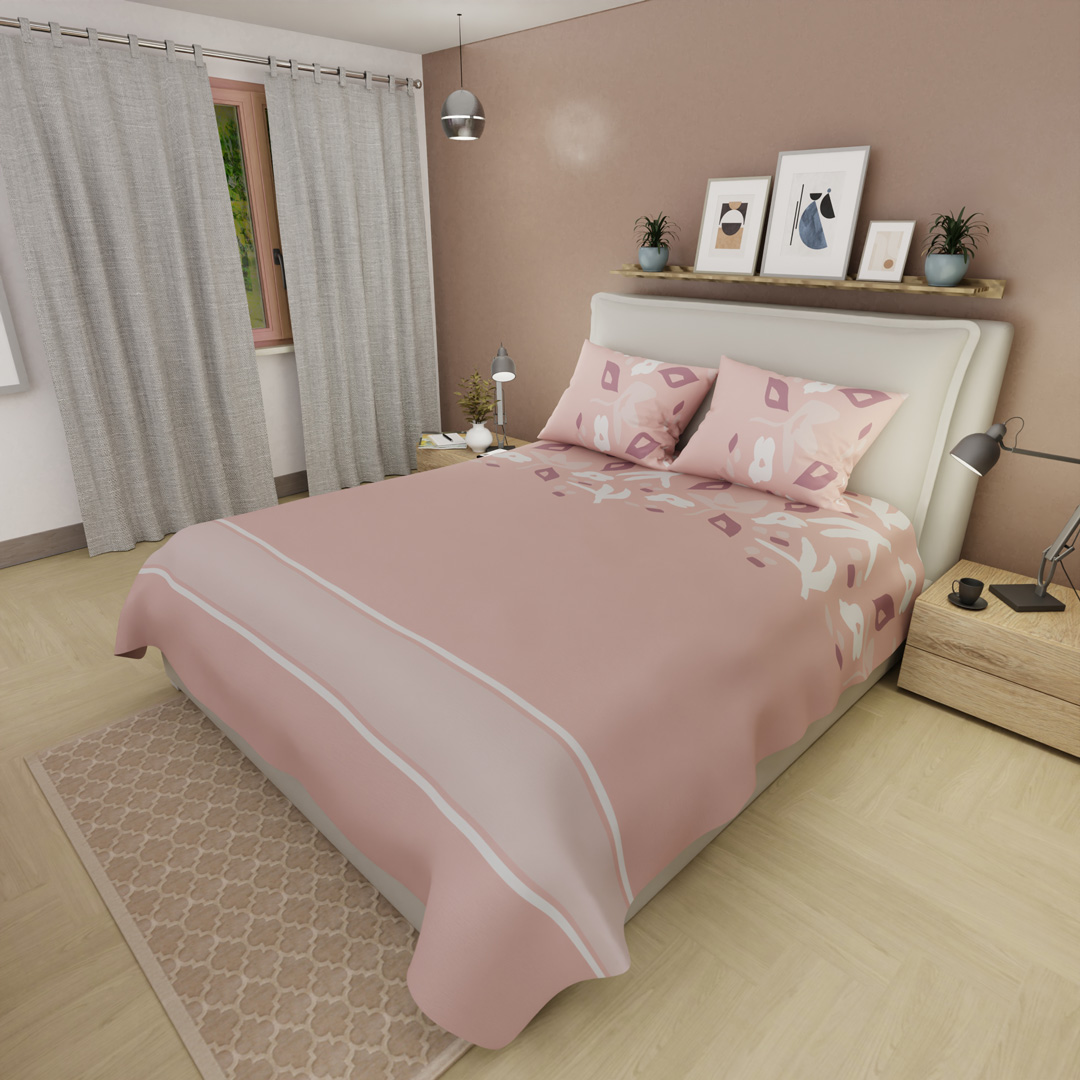 Juego de Sábanas de 250 Hilos Dulce Abstracción Rosa-2