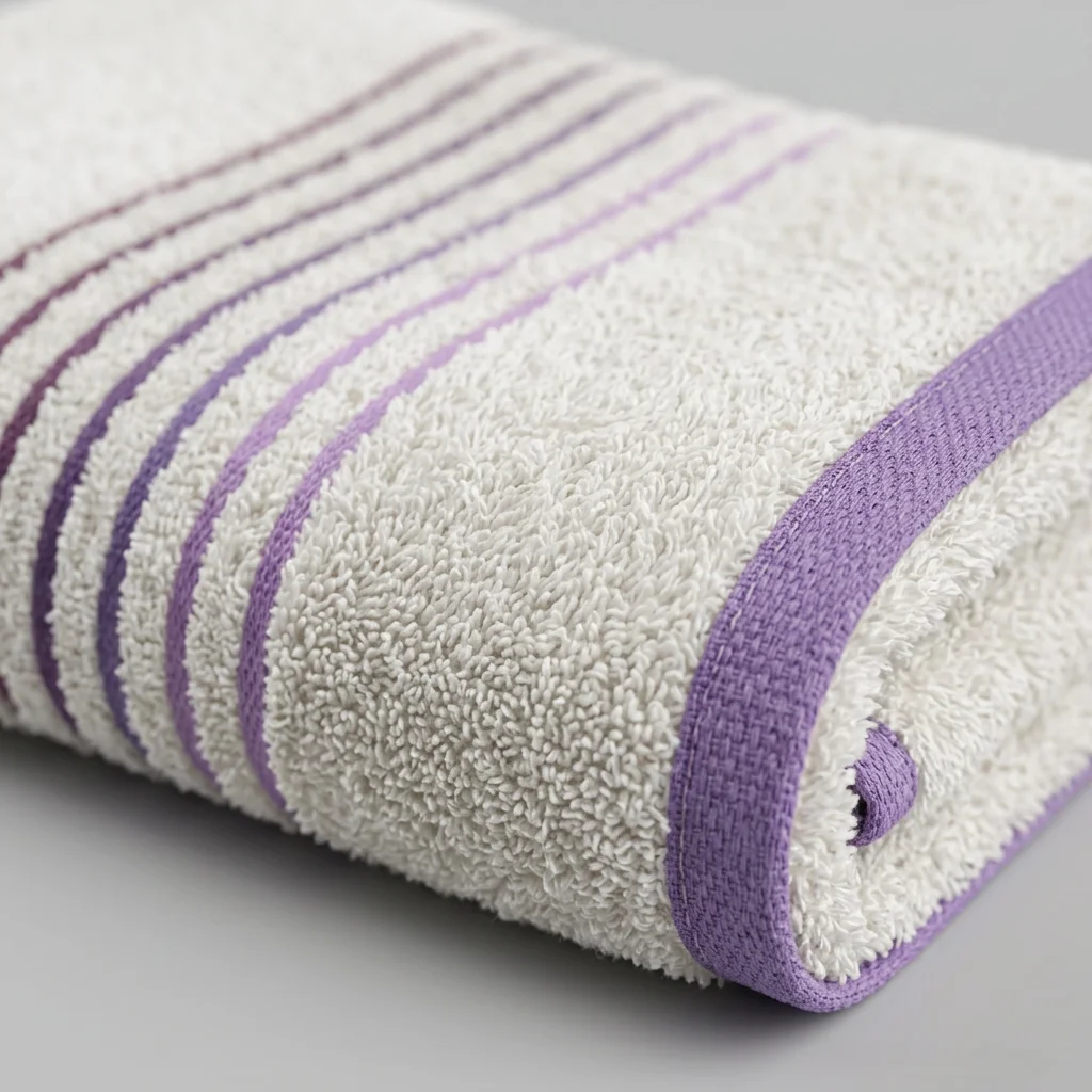 Toalla Mediterráneo Beige Con Linea Morado  550 Gr-2