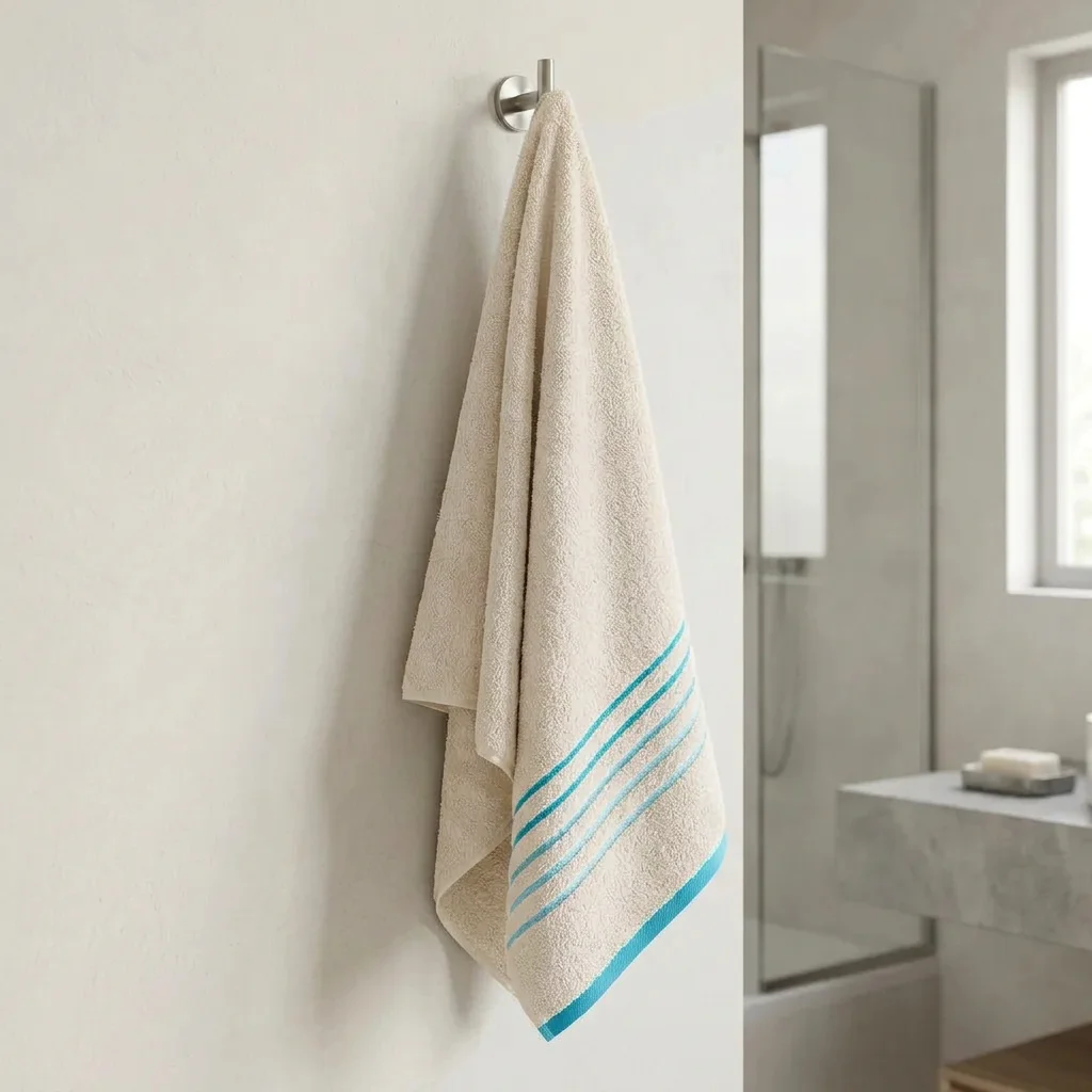 Toalla Mediterráneo Beige Con Linea Azul 550 Gr-6