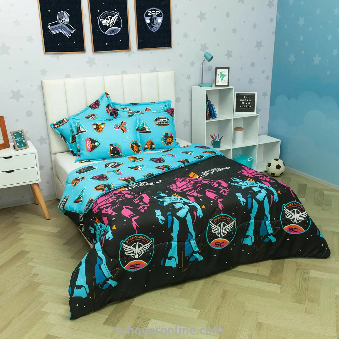 CUBRELECHO ACOLCHADO CAMA DOBLE LIGHTYEAR COMANDO ESTELAR