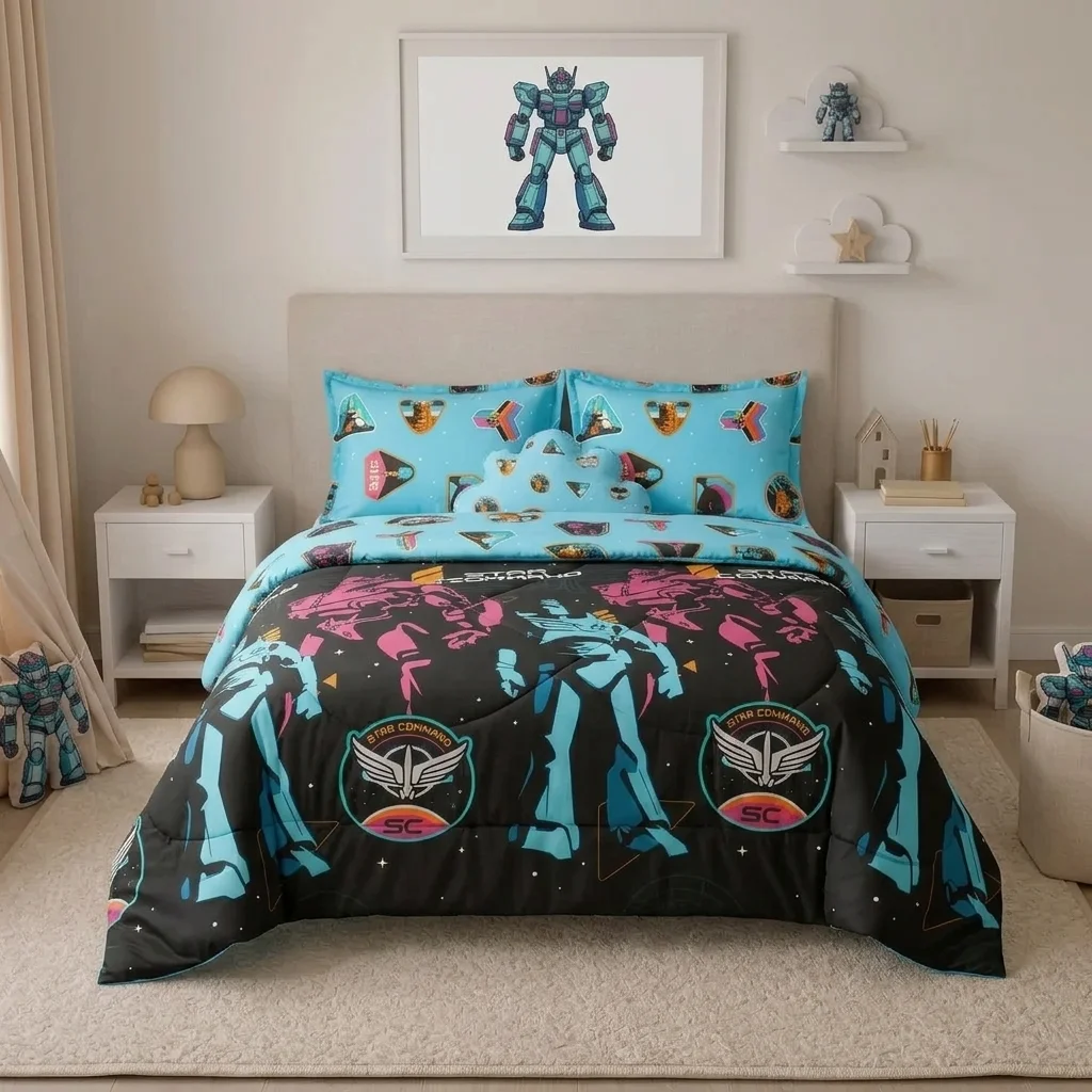 Cubrelecho Acolchado Cama Semidoble Disney Lightyear Comando Estelar Negro Estampados Animados-3