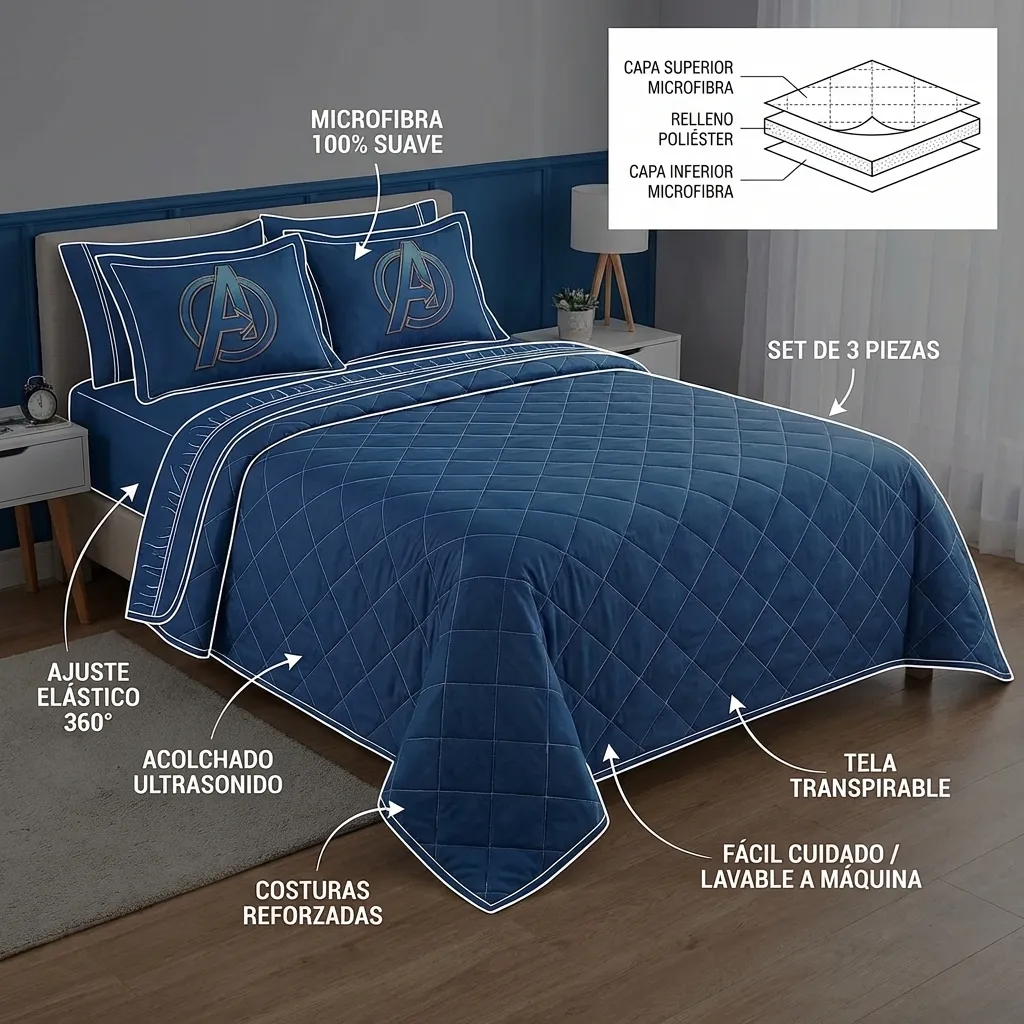 CUBRELECHO PRENSADO CAMA SEMIDOBLE  MARVEL  AVENGERS-6