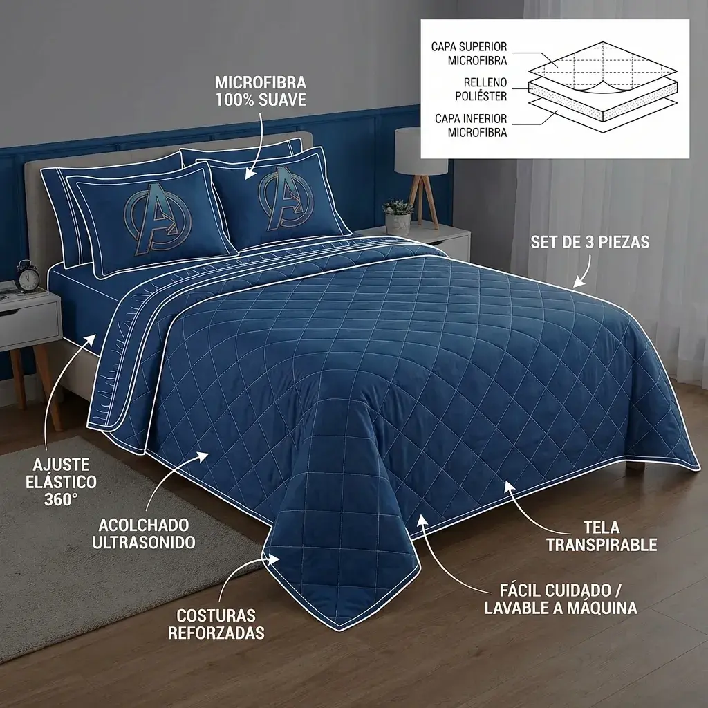 CUBRELECHO PRENSADO CAMA SEMIDOBLE  MARVEL  AVENGERS-6
