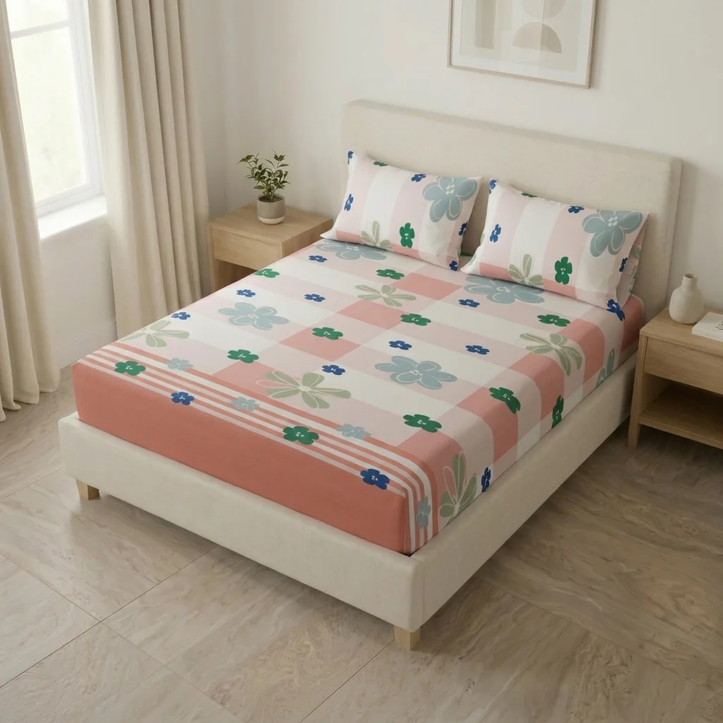 Sábana Ajustable Rosella Floral Salmon