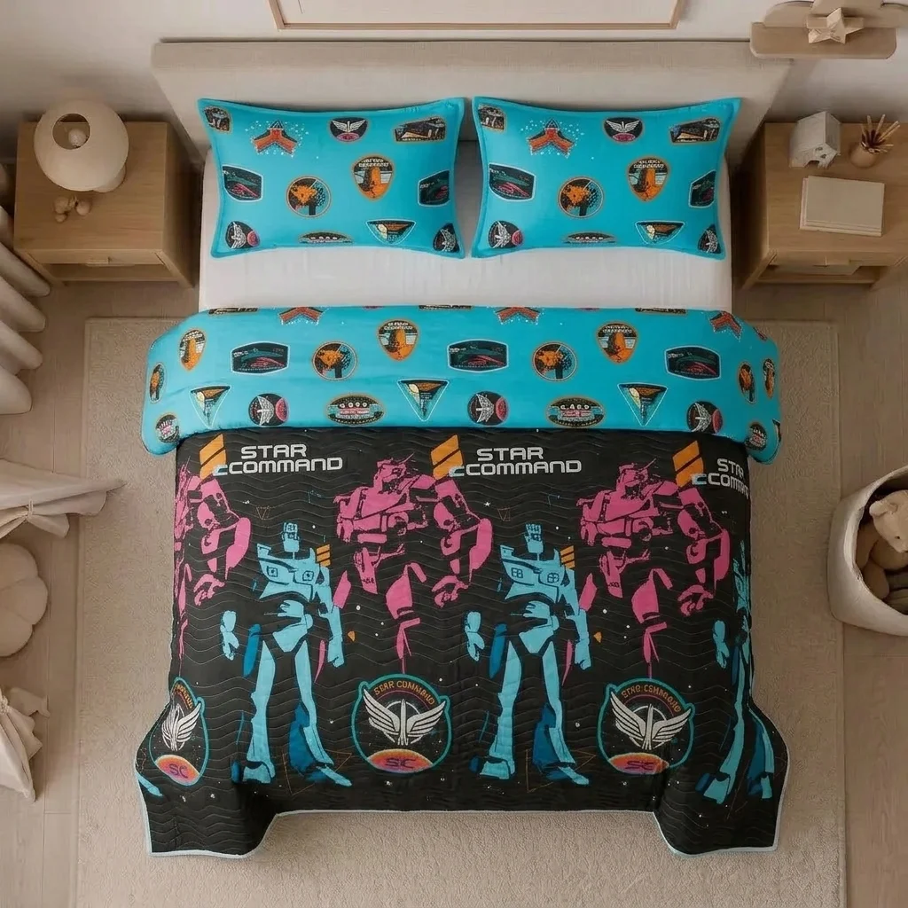 Cubrelecho Prensado Cama Sencilla Disney Lightyear Comando Estelar Negro Estampados Animados-2