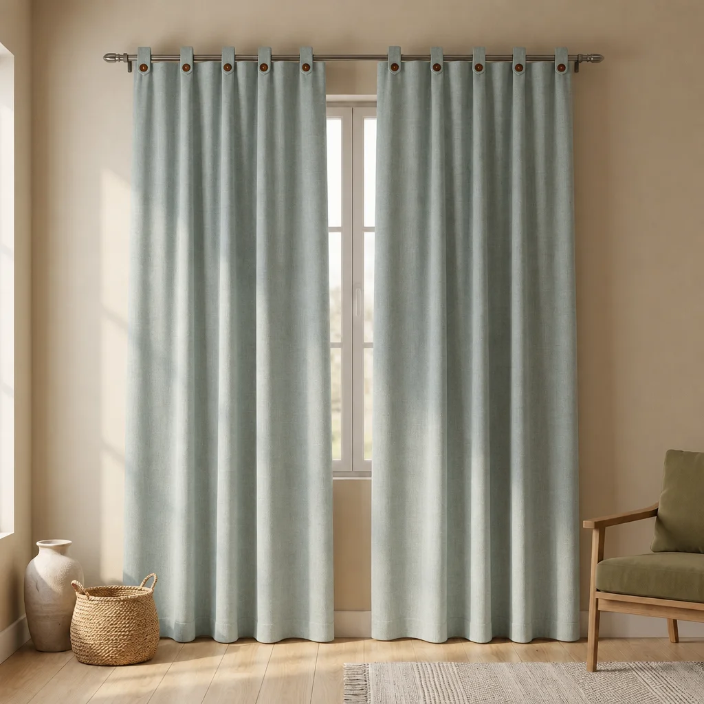 Cortina Lino Boton Ancestral Gris Neutrales