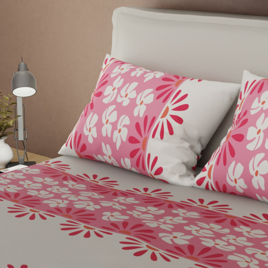 Juego De Sábanas Con Cortinas Spring Bright Rosa-2