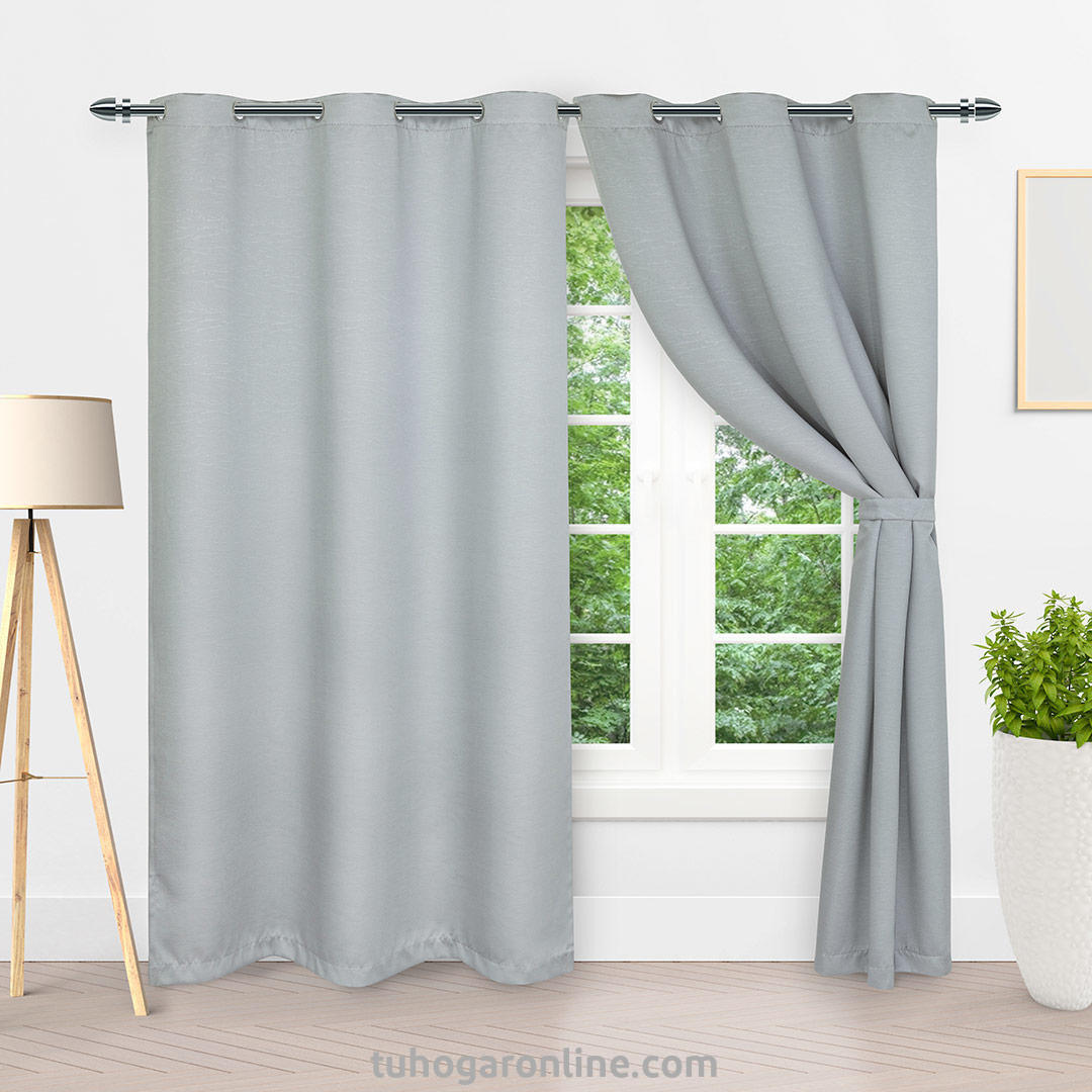 Cortina Black Out Anti-Luz Baltica Plateada Aislantes