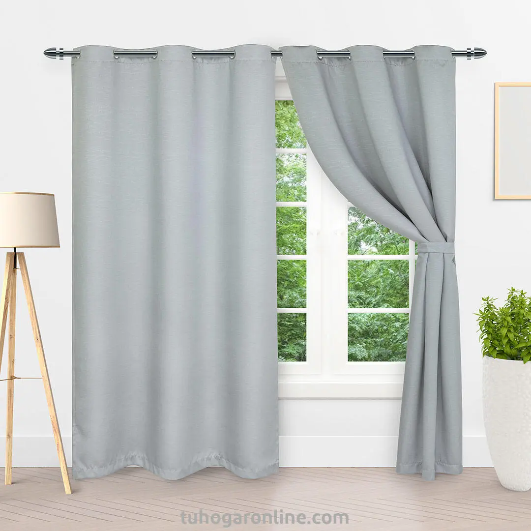 Cortina Black Out Anti-Luz Baltica Plateada Aislantes