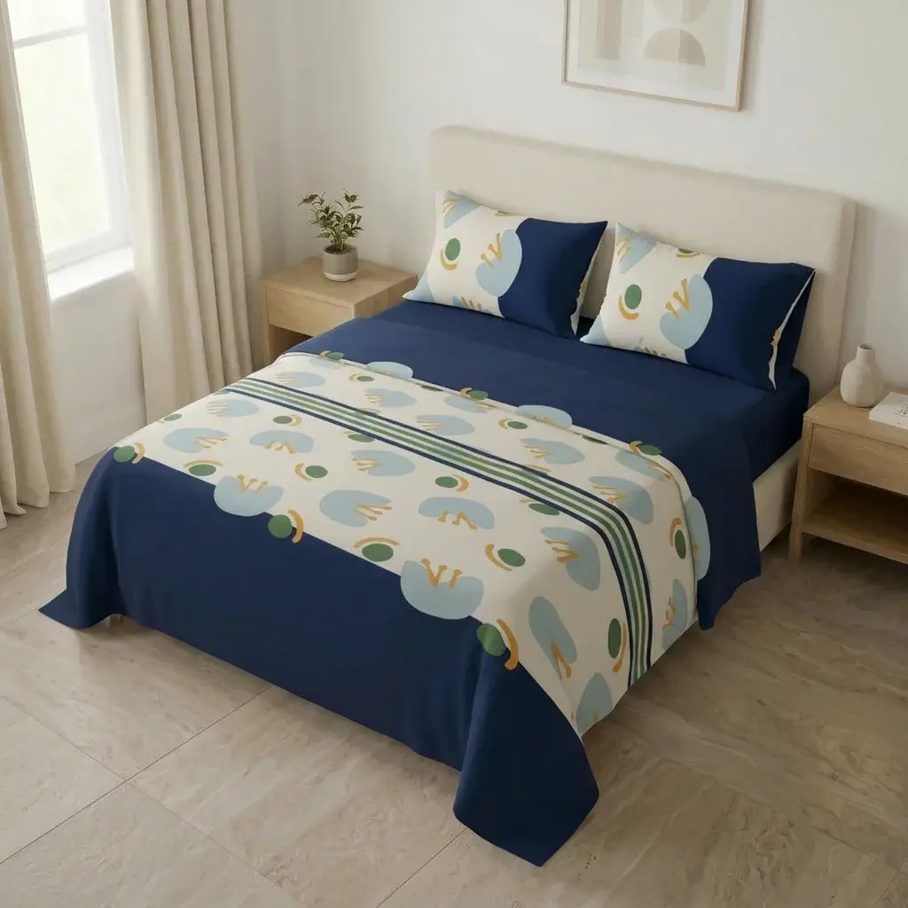 Juego de Sábanas Microfibra Suavizada Deep Blue Motion