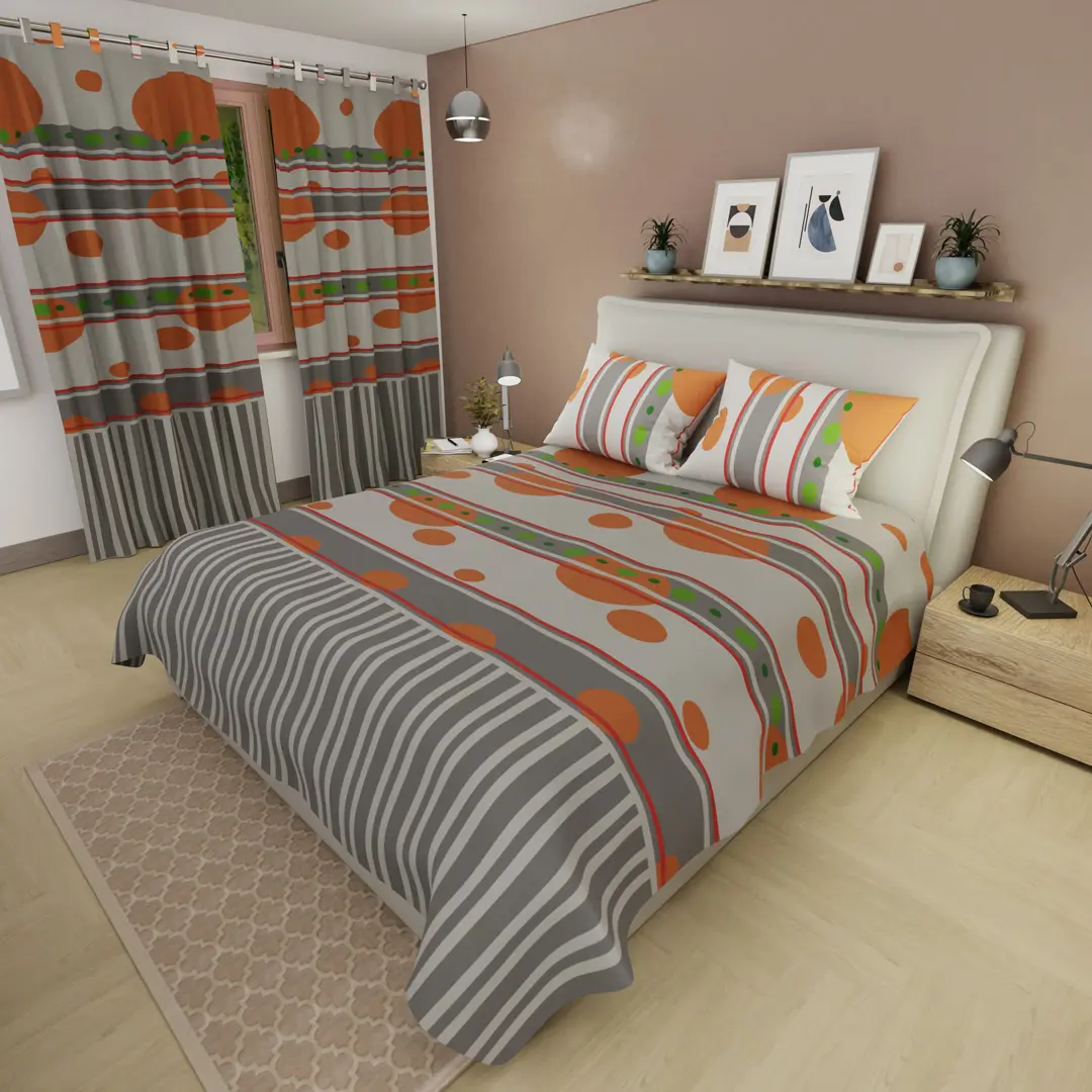 Juego de Sábanas Microfibra Suavizada Esfera Naranja