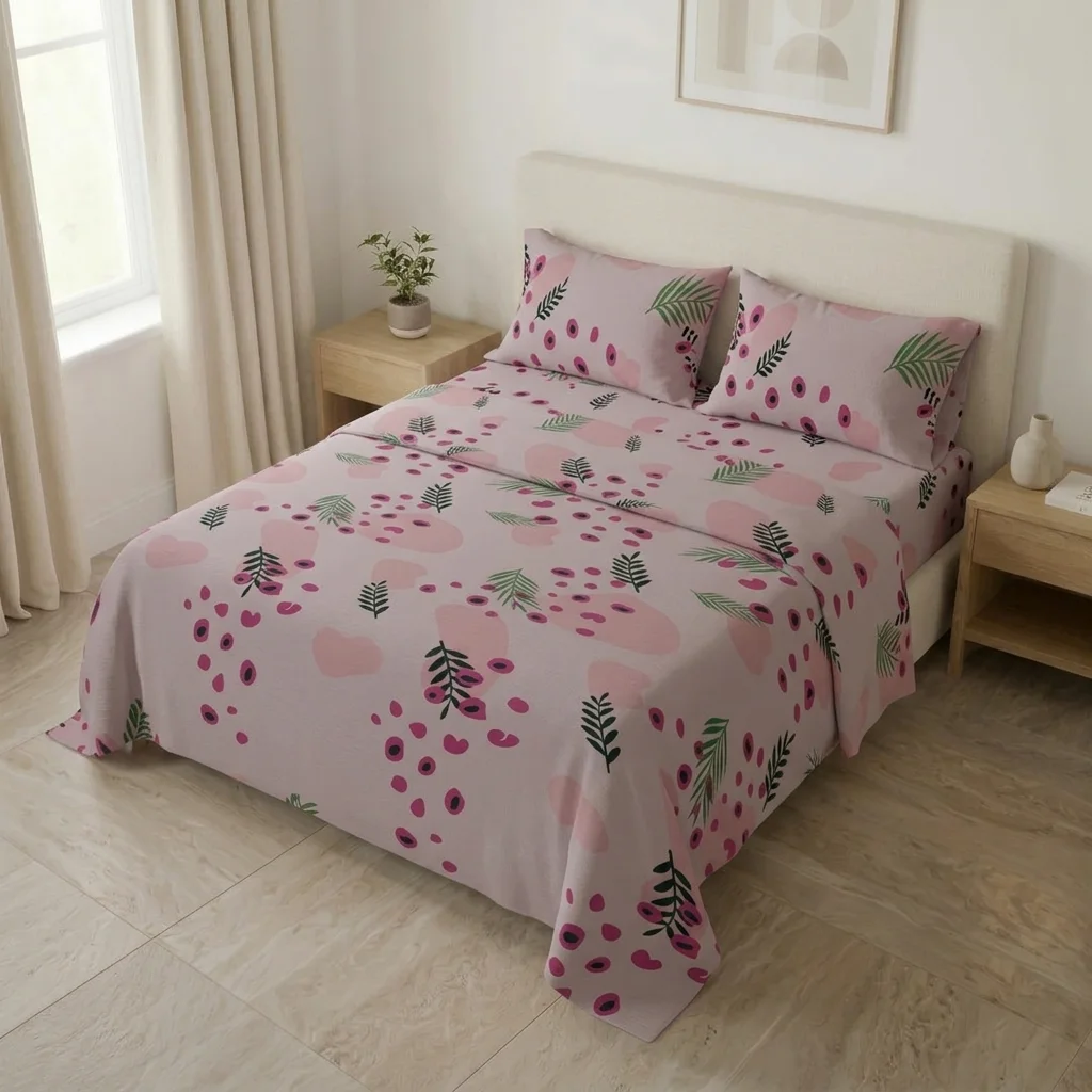 Juego de Sábanas Microfibra Suavizada Jardín Botánico Rosa