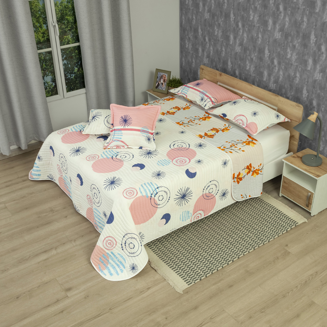 Cubrelecho Estampado Prensado Doble Faz Punto & Forma