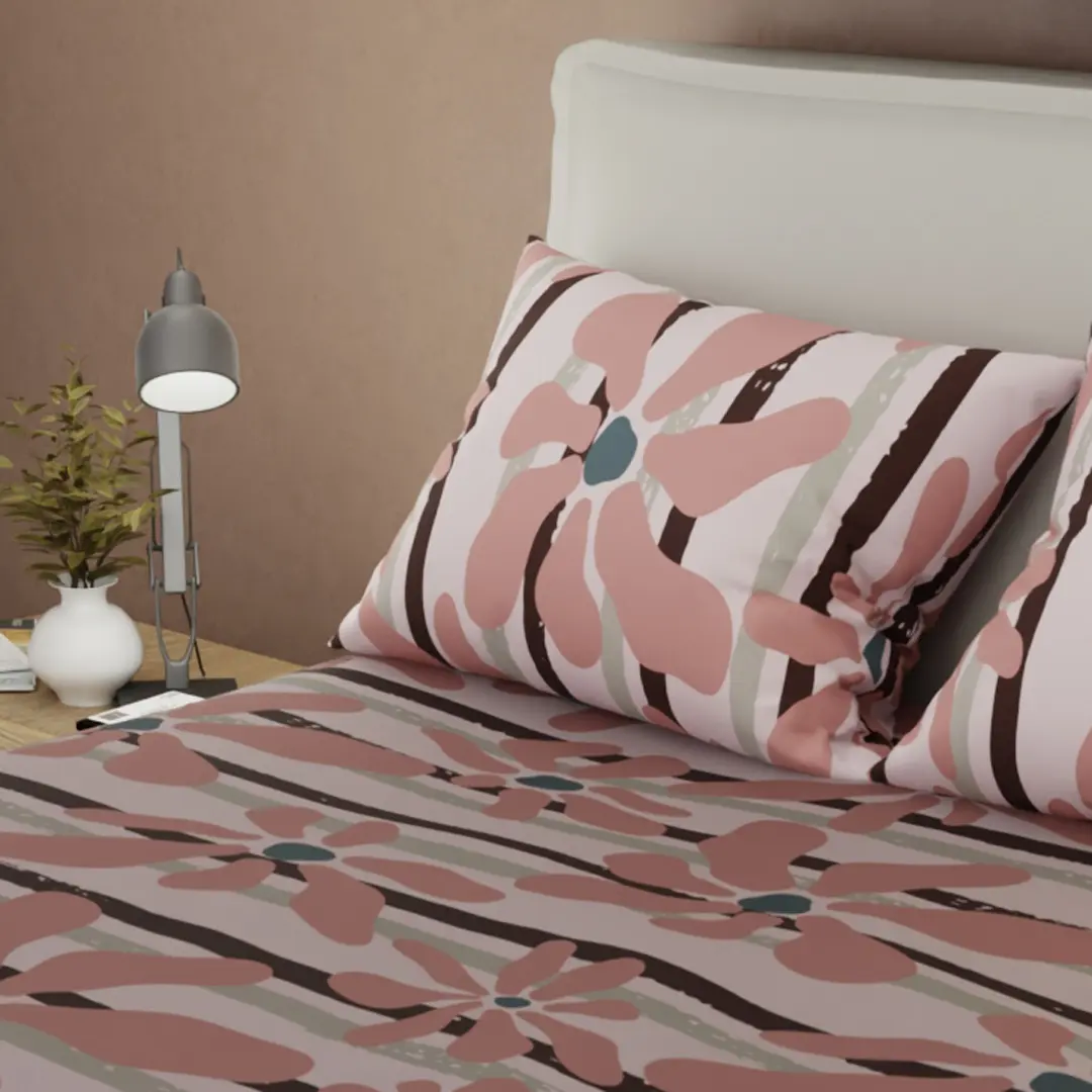 Juego de Sábanas Microfibra Suavizada Coral Bloom Rosa-2