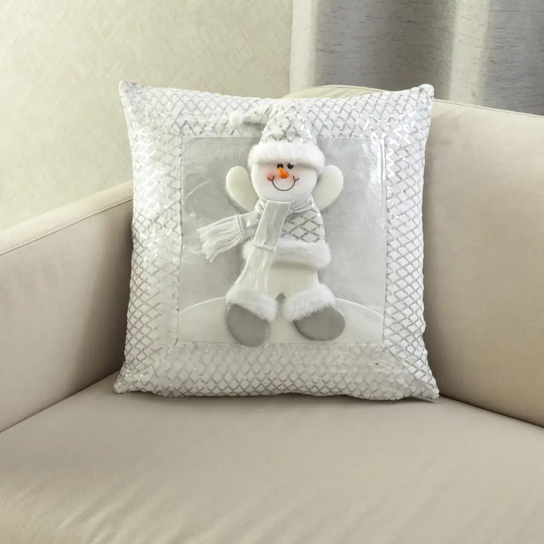 Forro Cojín Decorativo Navidad con Aplique Copito de Plata
