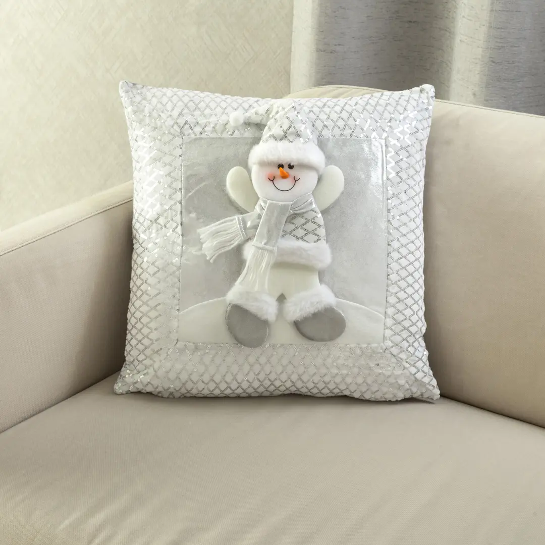 Forro Cojín Decorativo Navidad con Aplique Copito de Plata